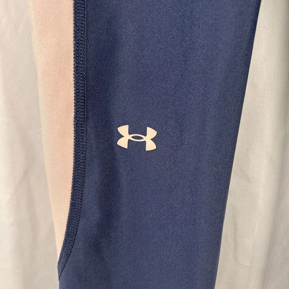 Under Armour Leggings Small Blue Pink Pull On Stretchy Mid Rise Compression - Picture 4 of 9